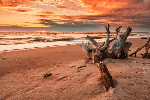 Obraz Na Płótnie Zachód Słońca Na Plaży Obraz Na Płótnie Zachód Słońca Na Plaży