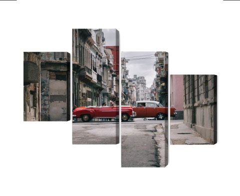 Obraz Wieloczęściowy Auta W Stylu Retro Na Kubie Obraz Wieloczęściowy Auta W Stylu Retro Na Kubie
