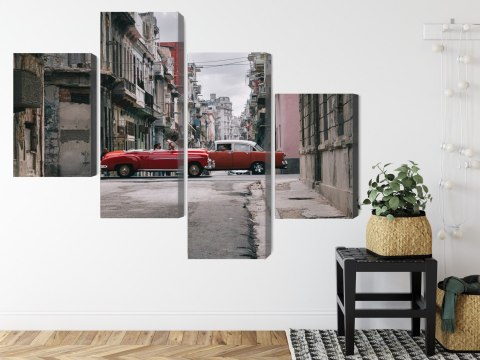 Obraz Wieloczęściowy Auta W Stylu Retro Na Kubie Obraz Wieloczęściowy Auta W Stylu Retro Na Kubie