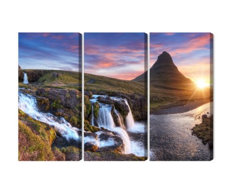 Obraz Wieloczęściowy Góra Kirkjufell Z Wodospadami Obraz Wieloczęściowy Góra Kirkjufell Z Wodospadami