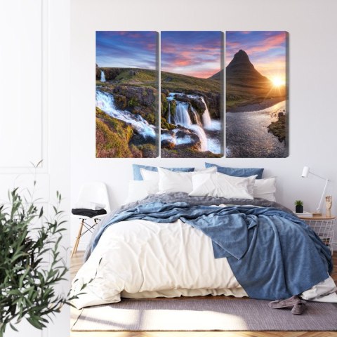Obraz Wieloczęściowy Góra Kirkjufell Z Wodospadami Obraz Wieloczęściowy Góra Kirkjufell Z Wodospadami