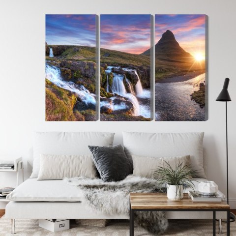 Obraz Wieloczęściowy Góra Kirkjufell Z Wodospadami Obraz Wieloczęściowy Góra Kirkjufell Z Wodospadami