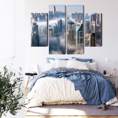 Obraz Wieloczęściowy Panorama Dubaju Miasto We Mgle Obraz Wieloczęściowy Panorama Dubaju Miasto We Mgle