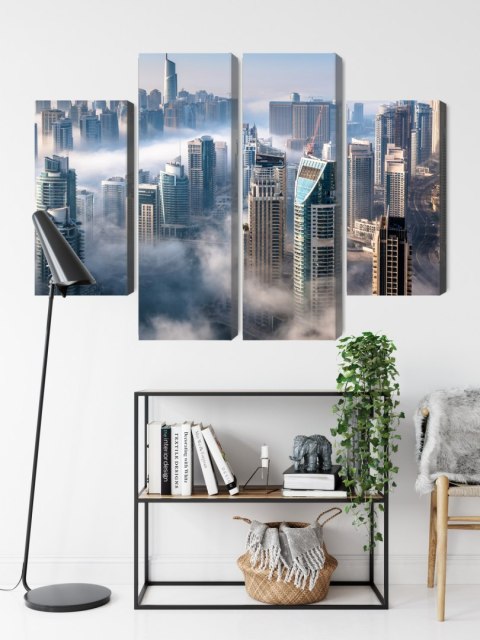 Obraz Wieloczęściowy Panorama Dubaju Miasto We Mgle Obraz Wieloczęściowy Panorama Dubaju Miasto We Mgle