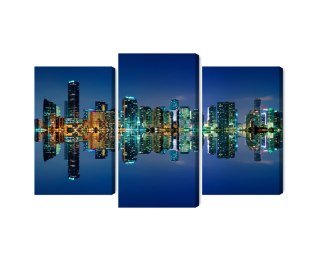 Obraz Wieloczęściowy Panorama Miami Nocą Horyzontalny Widok