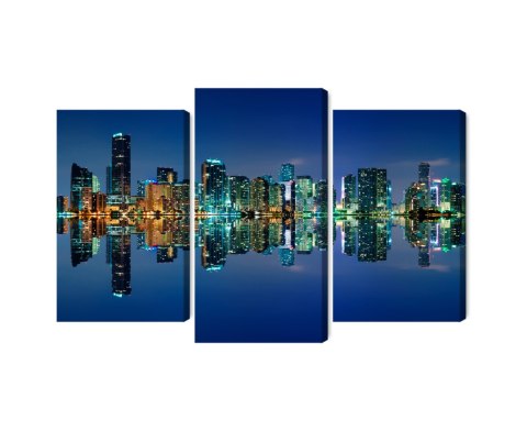Obraz Wieloczęściowy Panorama Miami Nocą Horyzontalny Widok Obraz Wieloczęściowy Panorama Miami Nocą Horyzontalny Widok