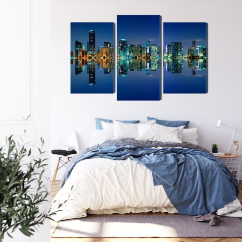 Obraz Wieloczęściowy Panorama Miami Nocą Horyzontalny Widok Obraz Wieloczęściowy Panorama Miami Nocą Horyzontalny Widok