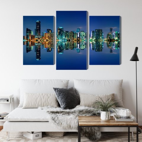 Obraz Wieloczęściowy Panorama Miami Nocą Horyzontalny Widok Obraz Wieloczęściowy Panorama Miami Nocą Horyzontalny Widok