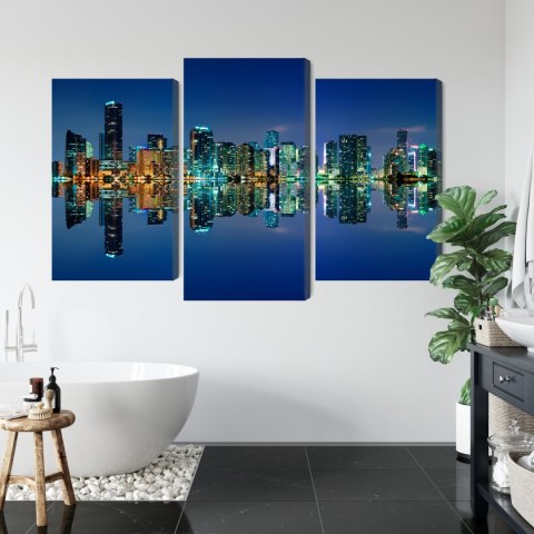 Obraz Wieloczęściowy Panorama Miami Nocą Horyzontalny Widok Obraz Wieloczęściowy Panorama Miami Nocą Horyzontalny Widok