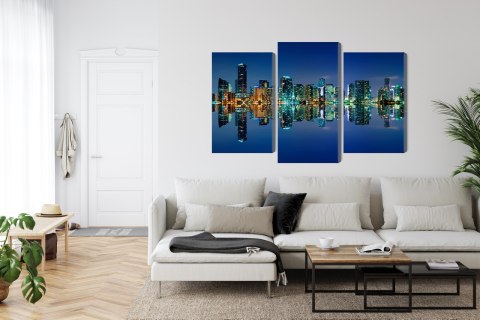 Obraz Wieloczęściowy Panorama Miami Nocą Horyzontalny Widok Obraz Wieloczęściowy Panorama Miami Nocą Horyzontalny Widok