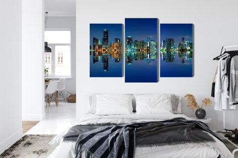 Obraz Wieloczęściowy Panorama Miami Nocą Horyzontalny Widok Obraz Wieloczęściowy Panorama Miami Nocą Horyzontalny Widok
