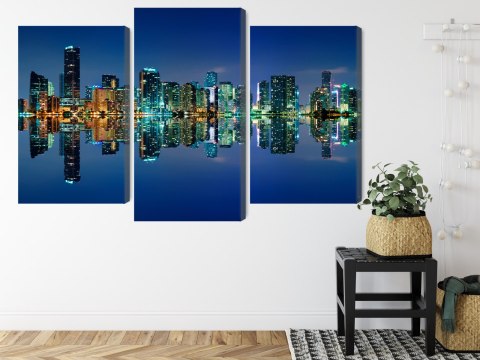 Obraz Wieloczęściowy Panorama Miami Nocą Horyzontalny Widok Obraz Wieloczęściowy Panorama Miami Nocą Horyzontalny Widok