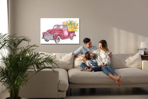 Obraz Na Płótnie Retro Ciężarówka Z Warzywami Obraz Na Płótnie Retro Ciężarówka Z Warzywami