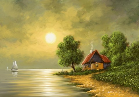 Obraz Na Płótnie Stary Domek Nad Wodą Obraz Na Płótnie Stary Domek Nad Wodą
