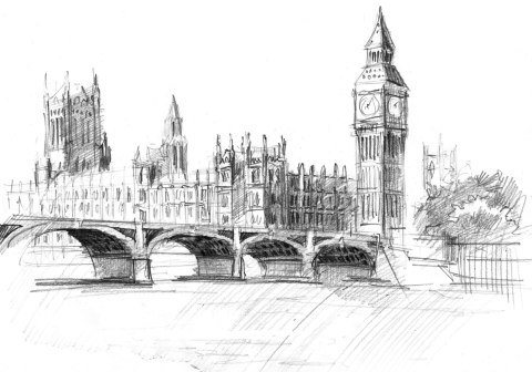 Obraz Na Płótnie Szkic Londyńskiej Panoramy Obraz Na Płótnie Szkic Londyńskiej Panoramy