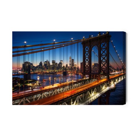 Obraz Na Płótnie Nocny Widok 3D Na Manhattan Bridge Obraz Na Płótnie Nocny Widok 3D Na Manhattan Bridge