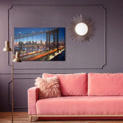 Obraz Na Płótnie Nocny Widok 3D Na Manhattan Bridge Obraz Na Płótnie Nocny Widok 3D Na Manhattan Bridge