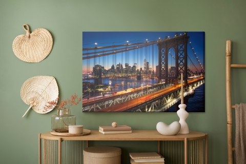 Obraz Na Płótnie Nocny Widok 3D Na Manhattan Bridge Obraz Na Płótnie Nocny Widok 3D Na Manhattan Bridge
