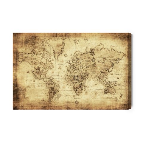 Obraz Na Płótnie Starożytna Mapa Świata Vintage Obraz Na Płótnie Starożytna Mapa Świata Vintage