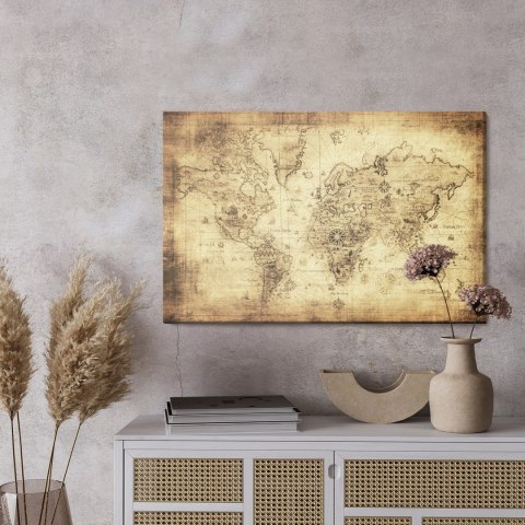 Obraz Na Płótnie Starożytna Mapa Świata Vintage Obraz Na Płótnie Starożytna Mapa Świata Vintage