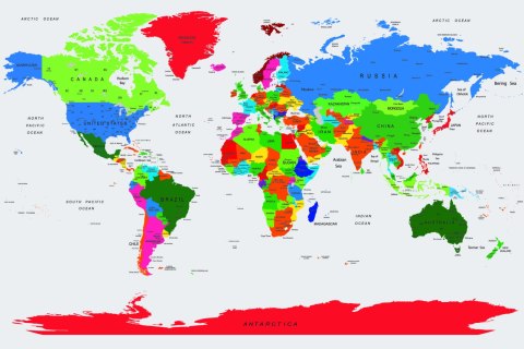 Obraz Na Płótnie Kolorowa Mapa Polityczna Świata