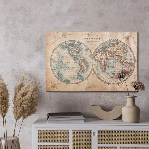 Obraz Na Płótnie Stara Mapa Świata W Stylu Retro Obraz Na Płótnie Stara Mapa Świata W Stylu Retro