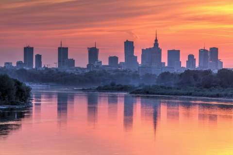 Obraz Na Płótnie Warszawa I Zachód Słońca Obraz Na Płótnie Warszawa I Zachód Słońca