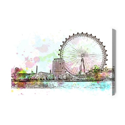Obraz Na Płótnie London Eye Malowany Akwarelą Obraz Na Płótnie London Eye Malowany Akwarelą