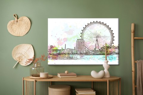 Obraz Na Płótnie London Eye Malowany Akwarelą Obraz Na Płótnie London Eye Malowany Akwarelą