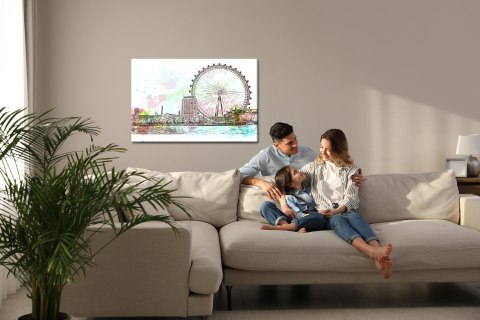 Obraz Na Płótnie London Eye Malowany Akwarelą Obraz Na Płótnie London Eye Malowany Akwarelą