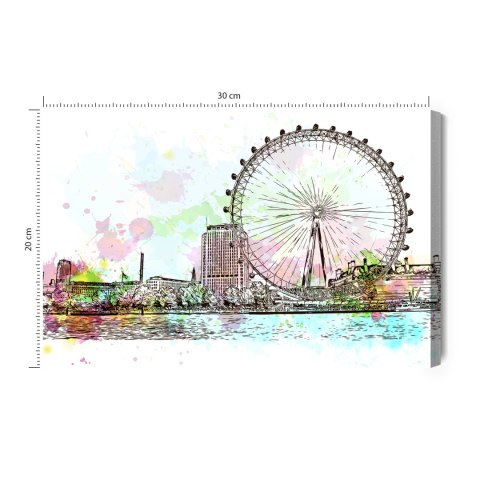 Obraz Na Płótnie London Eye Malowany Akwarelą Obraz Na Płótnie London Eye Malowany Akwarelą