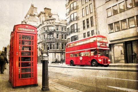 Obraz Na Płótnie Londyńska Ulica W Stylu Vintage Obraz Na Płótnie Londyńska Ulica W Stylu Vintage