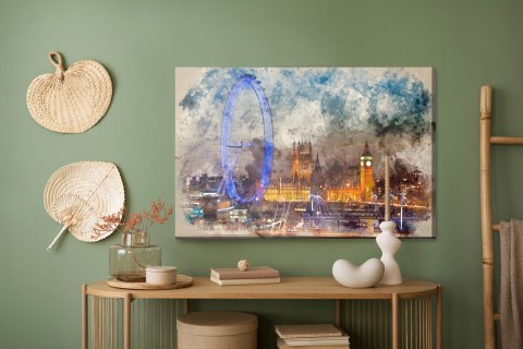 Obraz Na Płótnie Panorama Londynu Malowana Akwarelą Obraz Na Płótnie Panorama Londynu Malowana Akwarelą