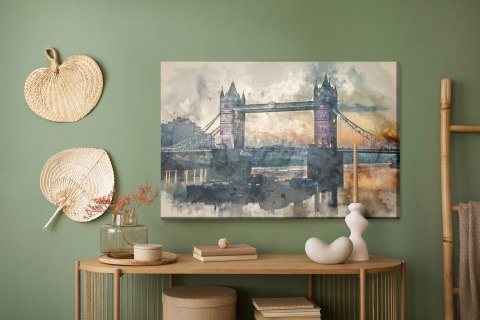 Obraz Na Płótnie Widok Na Tower Bridge Malowany Akwarelą Obraz Na Płótnie Widok Na Tower Bridge Malowany Akwarelą