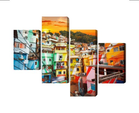 Obraz Wieloczęściowy Centrum Rio De Janeiro I Kolorowa Fawela Obraz Wieloczęściowy Centrum Rio De Janeiro I Kolorowa Fawela