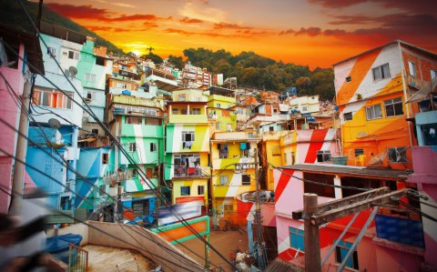 Obraz Wieloczęściowy Centrum Rio De Janeiro I Kolorowa Fawela Obraz Wieloczęściowy Centrum Rio De Janeiro I Kolorowa Fawela
