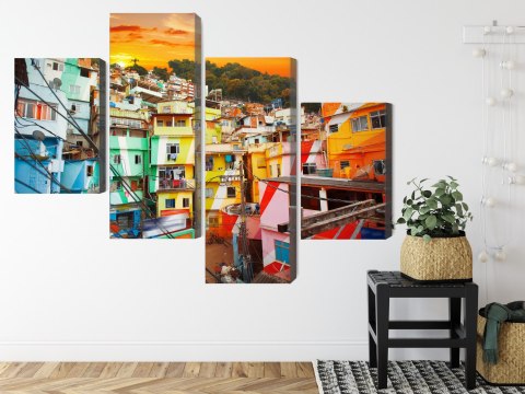 Obraz Wieloczęściowy Centrum Rio De Janeiro I Kolorowa Fawela Obraz Wieloczęściowy Centrum Rio De Janeiro I Kolorowa Fawela