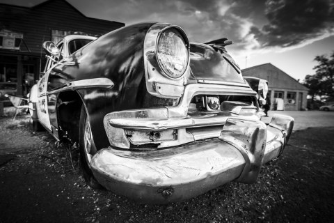 Obraz Wieloczęściowy Czarno-Białe Amerykańskie Auto Retro Obraz Wieloczęściowy Czarno-Białe Amerykańskie Auto Retro