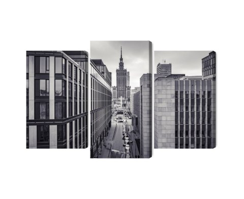 Obraz Wieloczęściowy Panorama Centrum Warszawy Czarno-Biała Obraz Wieloczęściowy Panorama Centrum Warszawy Czarno-Biała