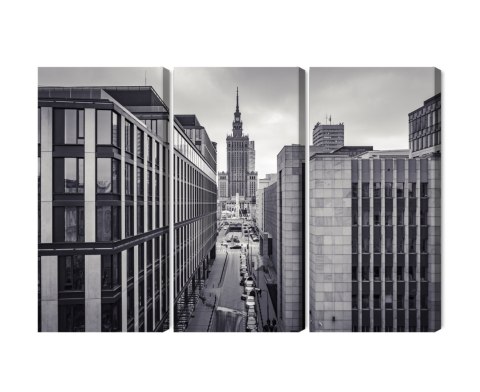 Obraz Wieloczęściowy Panorama Centrum Warszawy Czarno-Biała Obraz Wieloczęściowy Panorama Centrum Warszawy Czarno-Biała
