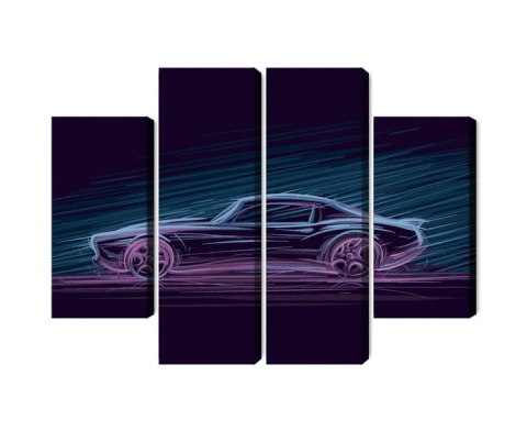 Obraz Wieloczęściowy Neonowy Muscle Car Obraz Wieloczęściowy Neonowy Muscle Car
