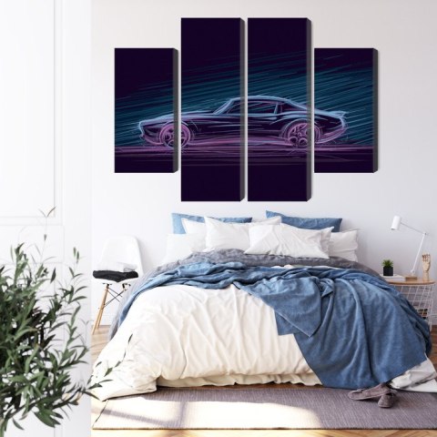 Obraz Wieloczęściowy Neonowy Muscle Car Obraz Wieloczęściowy Neonowy Muscle Car
