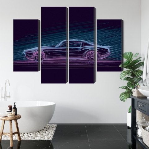 Obraz Wieloczęściowy Neonowy Muscle Car Obraz Wieloczęściowy Neonowy Muscle Car