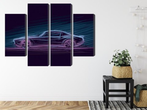 Obraz Wieloczęściowy Neonowy Muscle Car Obraz Wieloczęściowy Neonowy Muscle Car