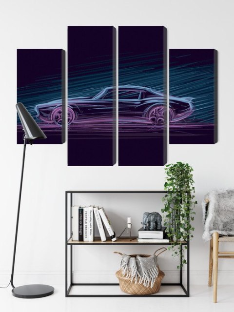 Obraz Wieloczęściowy Neonowy Muscle Car Obraz Wieloczęściowy Neonowy Muscle Car