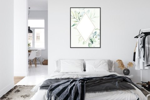Plakat Kwiatowa Geometria Rama Aluminiowa Kolor Czarny