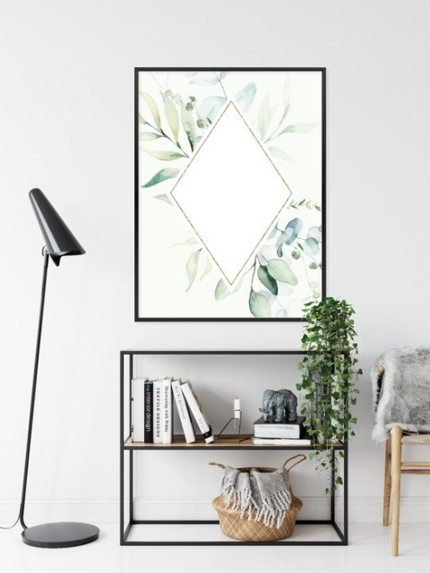 Plakat Kwiatowa Geometria Rama Aluminiowa Kolor Czarny