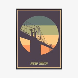 Plakat Most Brooklyn Bridge W Stylu Vintage Rama Aluminiowa Kolor Czarny
