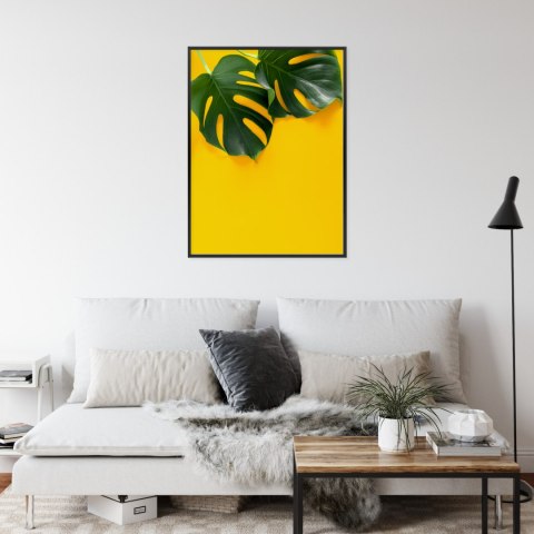Plakat Wielkie Liście Monstery Rama Aluminiowa Kolor Czarny
