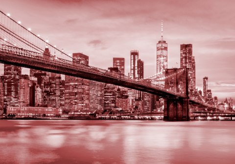 Fototapeta Brooklyn Bridge Nyc W Czerwieni